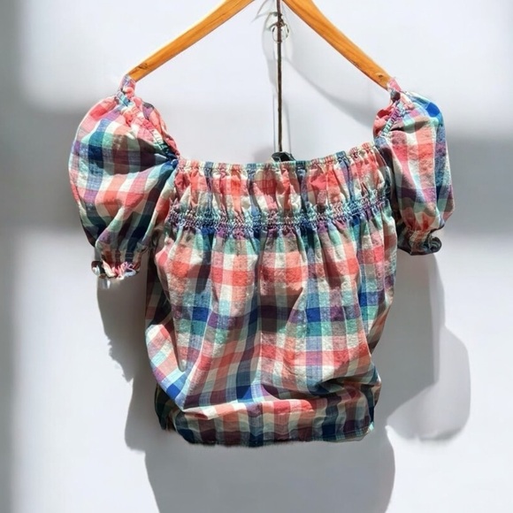 🌻Modcloth Smocked Summer Madras Crop Top  Size Small - Picture 8 of 10